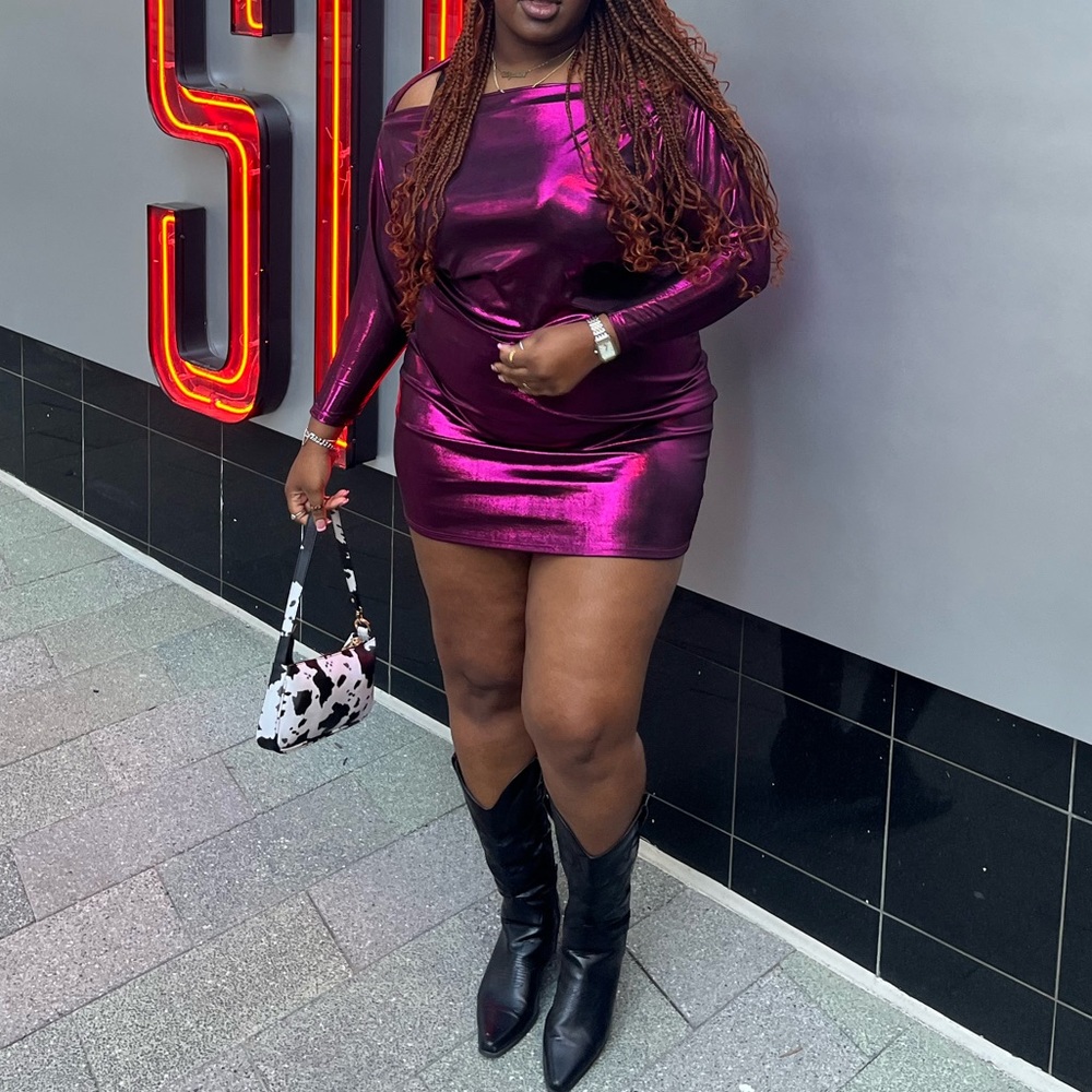 Metallic Magenta Mini Dress - 2X